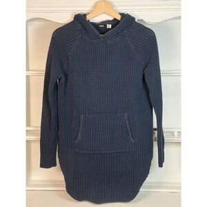 BDG Urban Outfitters Chunky Hooded Knit Sweater Boho Blue‎ Hoodie Distressed S